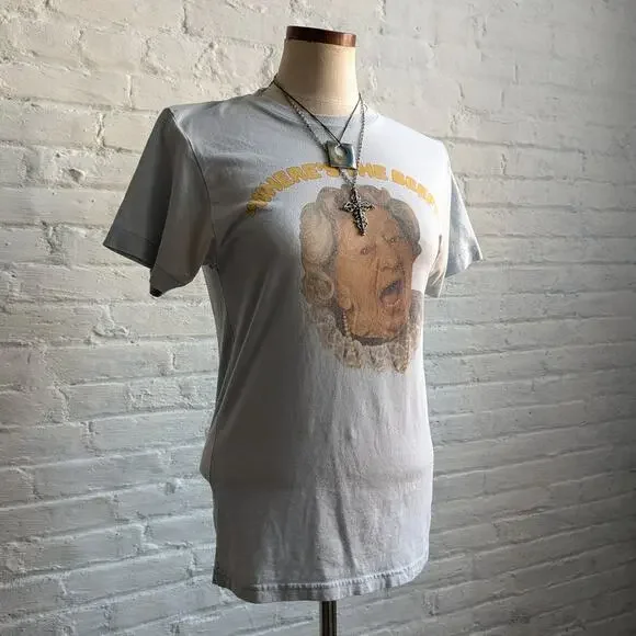 Retro Graphic Tee Vintage Vibe Oversize Funny Tshirt Y2K Pastel Blue Top Small - Picture 4 of 9